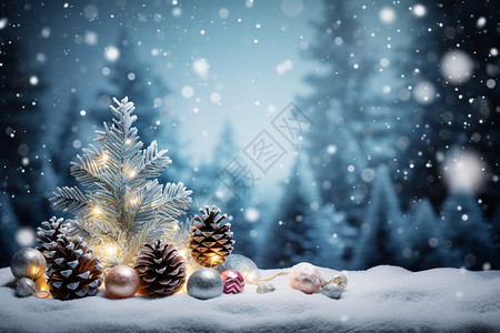 吃松子冬日里的圣诞树设计图片