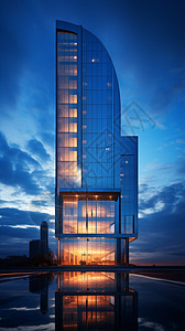 灯火通明的摩天大楼图片