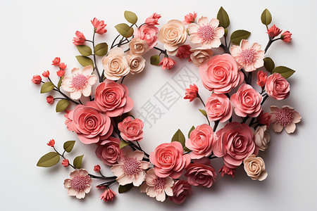清新玫瑰花环装饰的花环背景