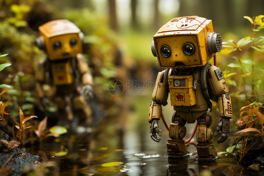 森林中的机器人图片