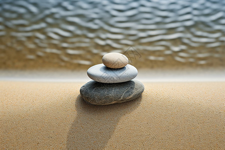 一堆石头在海滩上图片