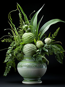 陶瓷花瓶里的植物图片