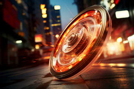 街景灯光动感的汽车车轮设计图片