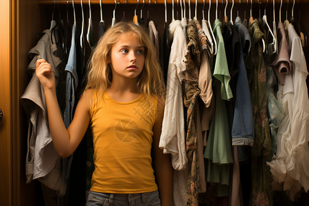 衣柜里的女孩背景图片