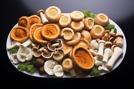 野生蘑菇食材拼盘图片