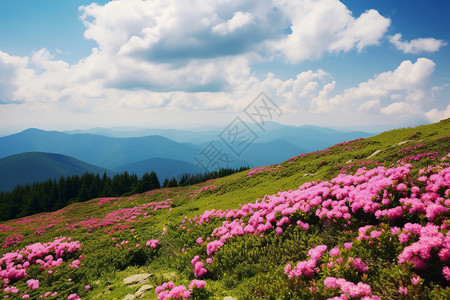 山花盛开的山顶高清图片