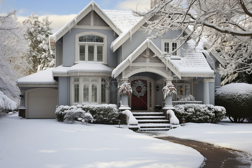 雪中精致的家园图片