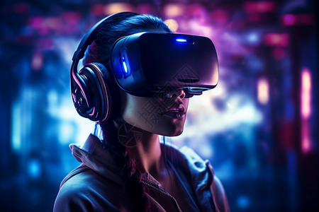 科技未来感虚拟世界的VR技术背景
