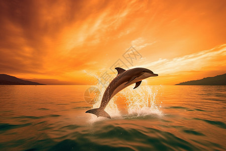 美丽的海豚从水中跃出图片