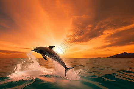 海洋生物海豚海豚跃出水面背景