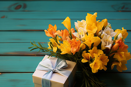 花朵和礼物盒图片