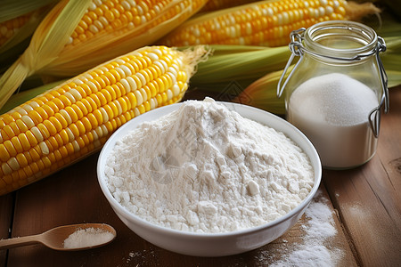 玉米和一碗面粉图片