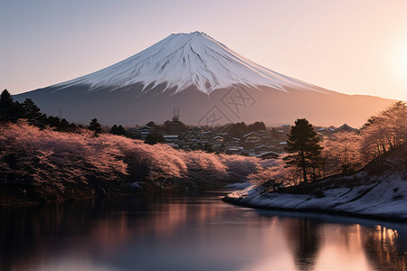 富士山初雪背景图片