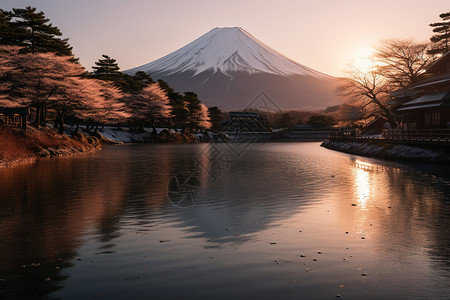富士山的美景背景图片