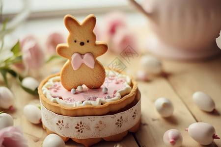 小兔子饼干复活节主题糕点背景