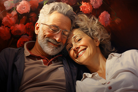 幸福的老年夫妻背景图片