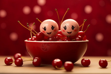 香甜可口车厘子可爱的樱桃设计图片