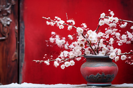 中式美丽的梅花背景图片