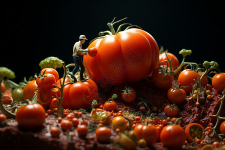 丰收的番茄地高清图片