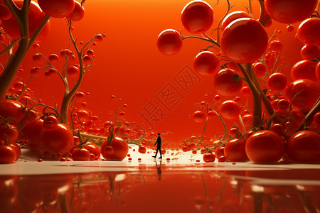樱桃丰收创意番茄背景设计图片