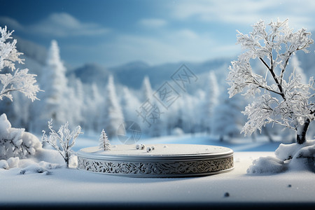冬日促销展台背景背景图片