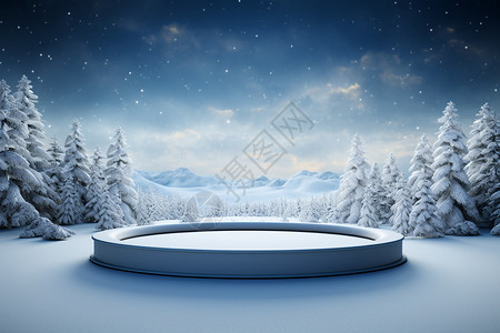 白雪皑皑的冬日展台图片