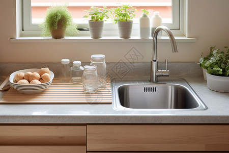 水槽现代家庭的厨房设计设计图片