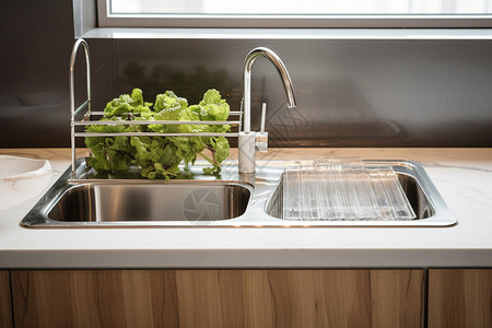 洗菜篮厨房的水槽设计图片
