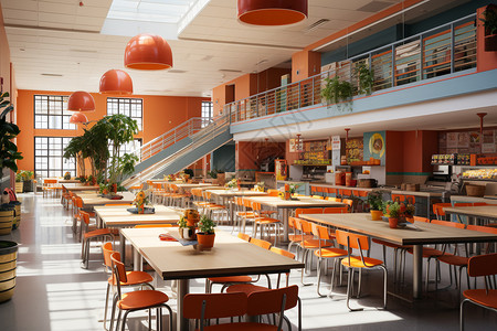 高校食堂年轻装饰风格的食堂设计图片