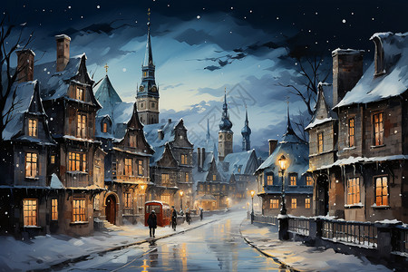 冬日的城市街景图片