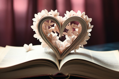 书籍爱心形状浪漫的爱心书背景