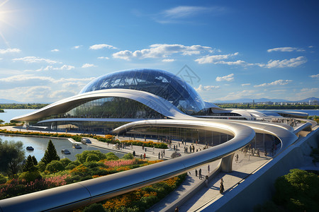 未来艺术充满艺术设计的未来机场背景