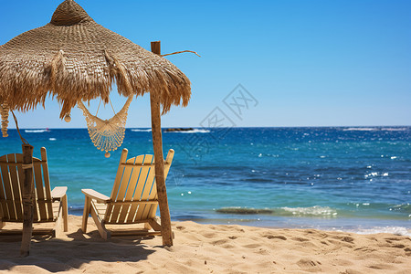 沙滩的休闲椅背景图片