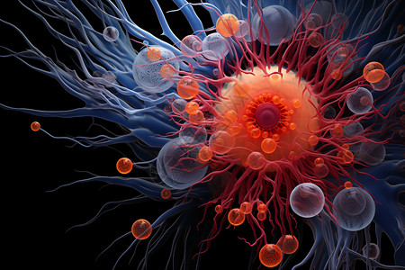 橙色水母上升细胞的微观构造设计图片