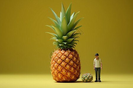 小男孩和菠萝背景图片