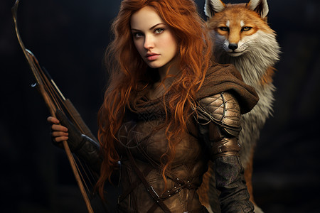 狐狸女弓箭手背景图片