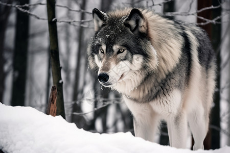 寒冷冬天的狼图片