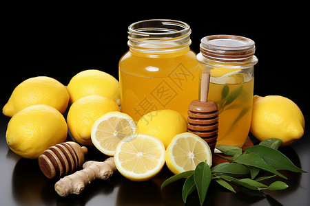 柠檬蜂蜜水背景图片