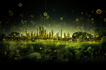 空气颗粒城市中的空气泡沫设计图片