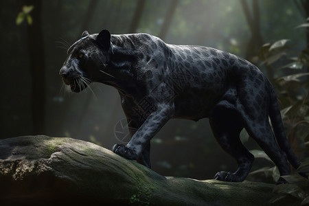丛林的黑豹凶猛潜行高清图片