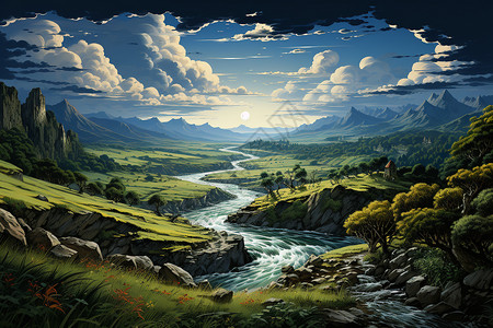壮丽山河背景图片