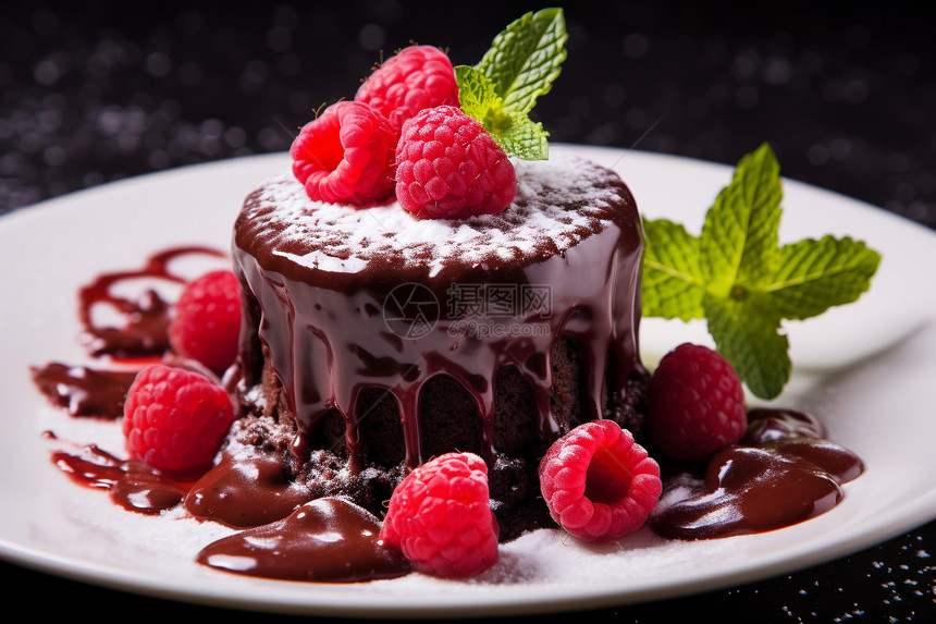 树莓和巧克力蛋糕图片