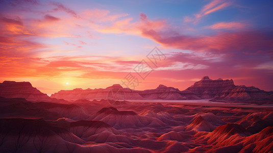 沙漠黄昏的风景图片