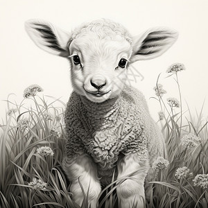 草地上的羊羔图片