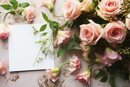 花瓣信件玫瑰花束中的浪漫背景