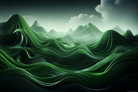 绿浪山画背景图片