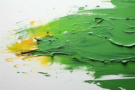 绿黄抽象画油画刷痕高清图片