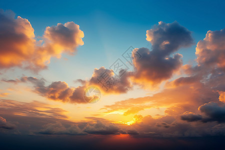 绚丽日落天空中的彩云景观背景