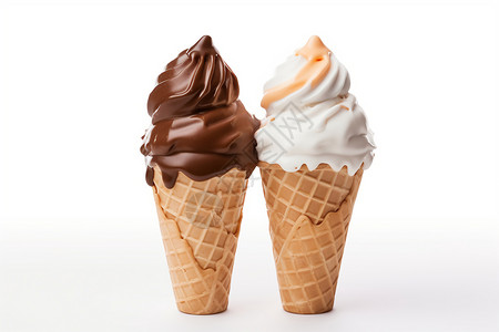 白色背景上的冰淇淋甜筒背景图片