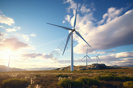 风能发电厂新能源发电场高清图片